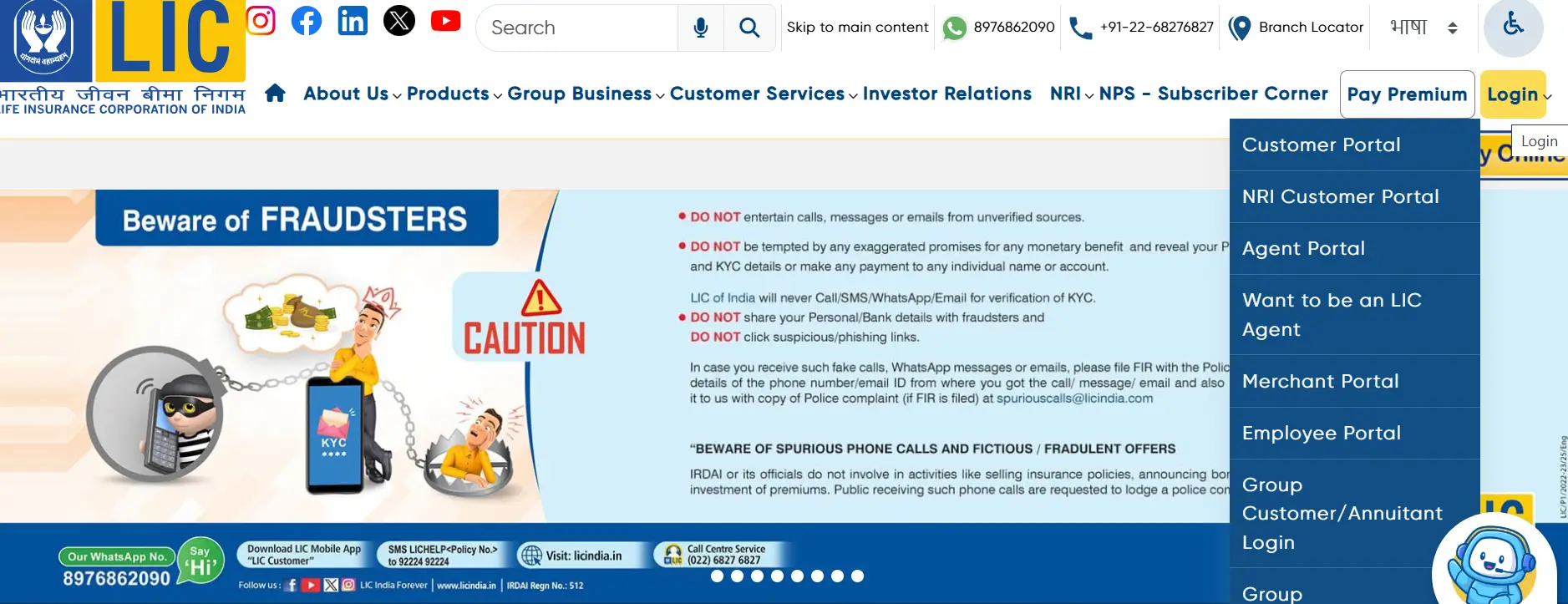 On the homepage, click the Login tab and select Merchant Portal.