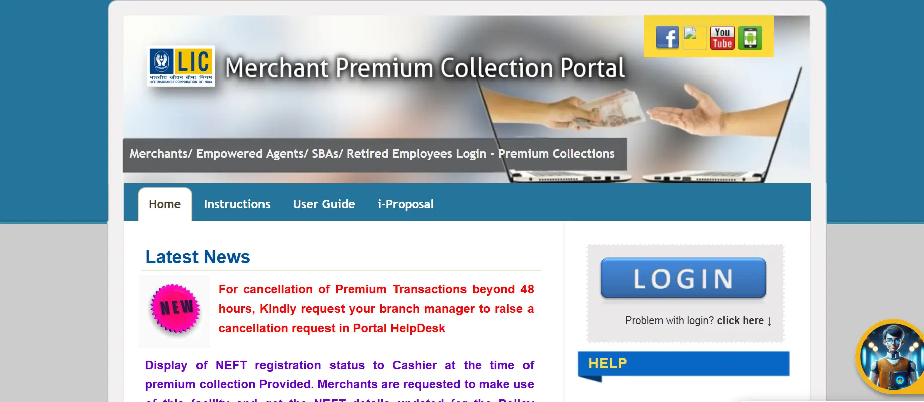 You will be redirected to the LIC Merchant Portal.